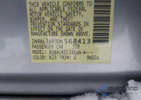 2013 Nissan Altima 2.5 S из США, поврежденный, VIN 1N4AL3AP3DN568413